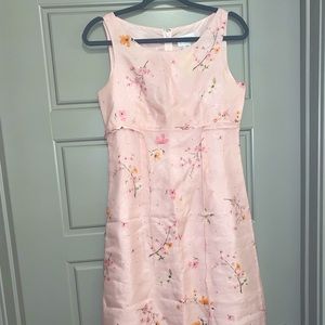 Oscar de la Renta Pink Floral Silk Chiffon Dress